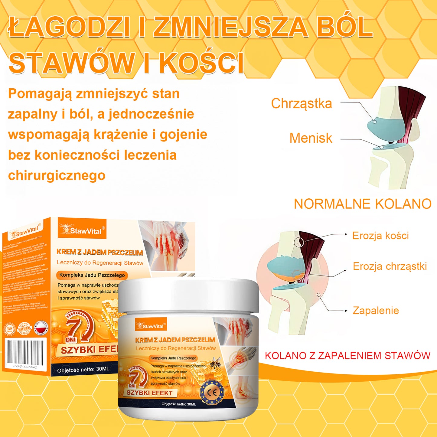 🐝🔥StawVital® Krem z Jadem Pszczelim Leczniczy do Regeneracji Stawów(Nowozelandzki ekstrakt z pszczół — opracowany specjalnie na problemy ortopedyczne i ból stawów)