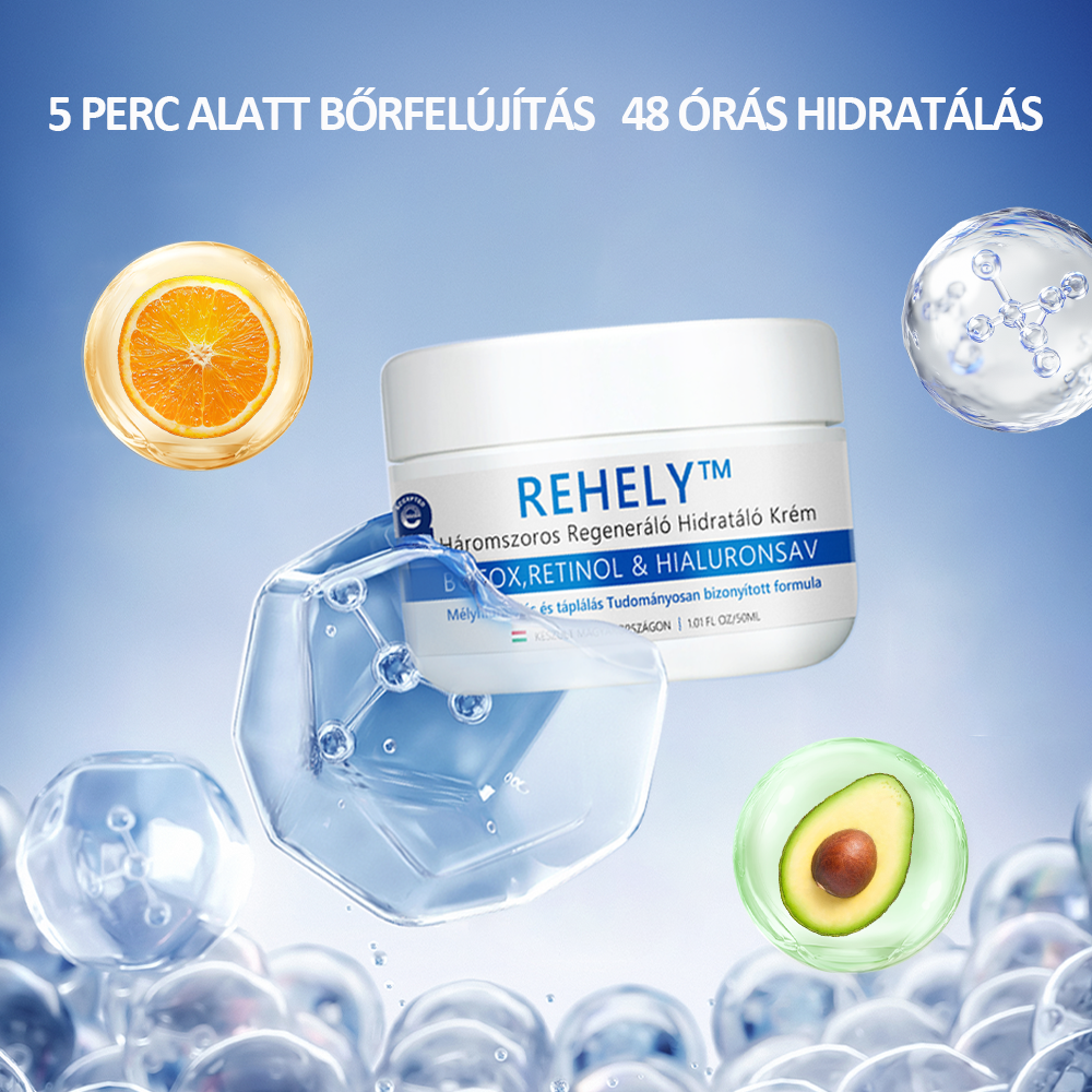 🩵REHELY™ Háromszoros Regeneráló Hidratáló Krém|BOTOX,RETINOL&HIALURONSAV|Mélyhidratálás és táplálásTudományosan bizonyított formula